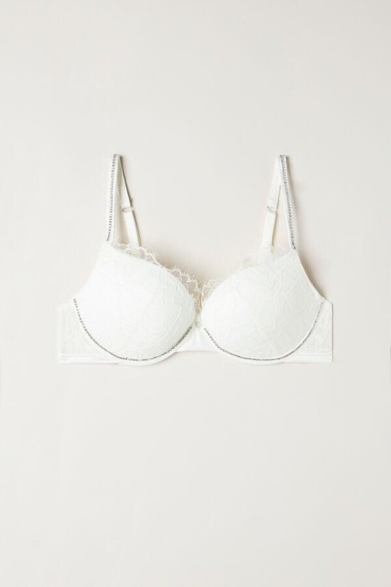 Intimissimi Shine High Like Stars Elettra Super Push-up Women's Bras White | USA 1296NBA