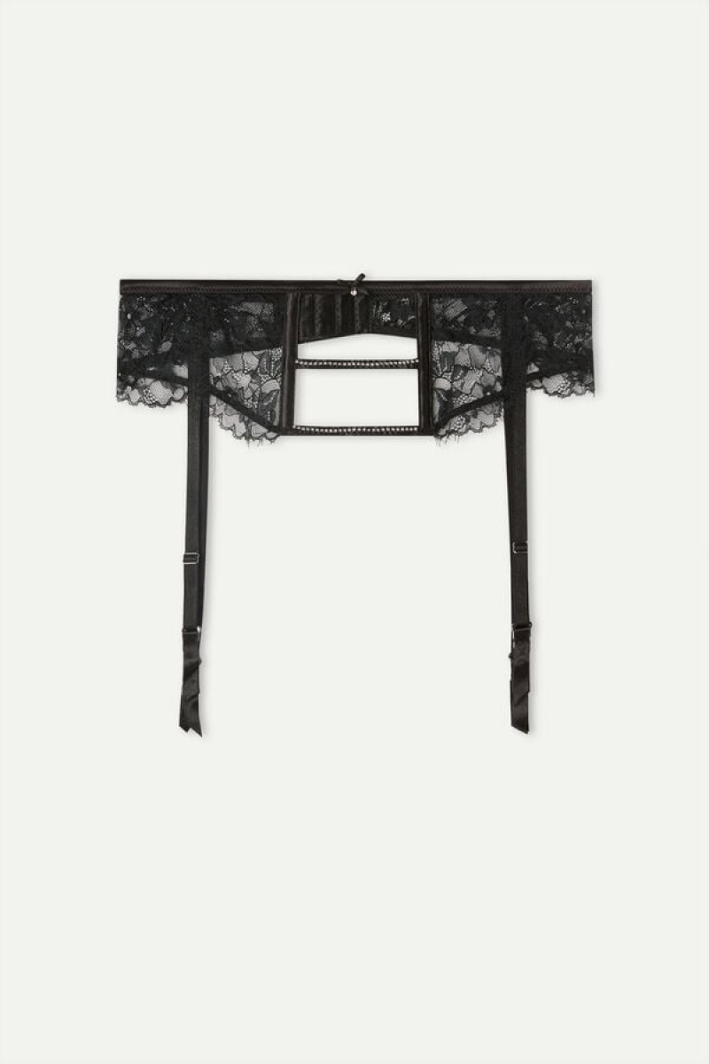 Intimissimi Shine High Like Stars Garter Belt Women's Lingerie Black | USA 1896QZD