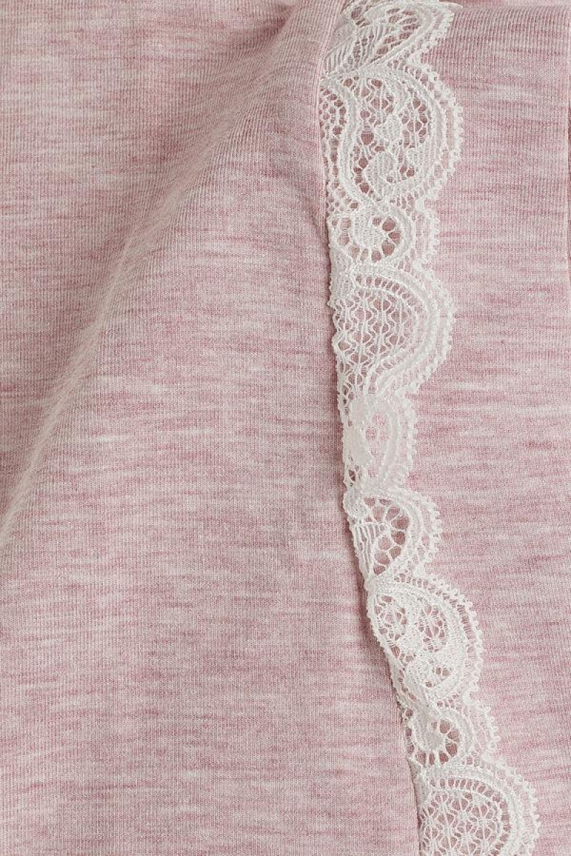 Intimissimi Short-Sleeve Modal Top with Lace Detail Women's Pajamas Light Pink | USA 2118GLQ