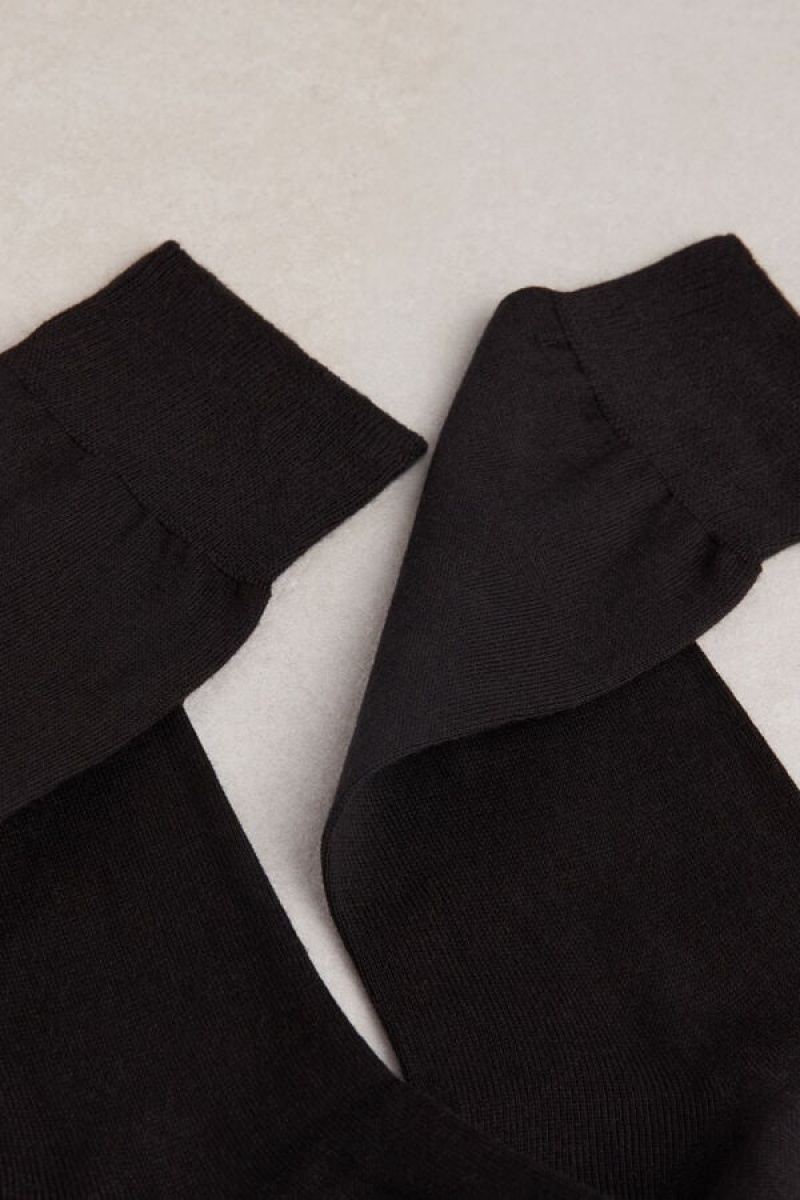 Intimissimi Short Chashmere-Silk-Cotton Men's Socks Black | USA 2815PQC