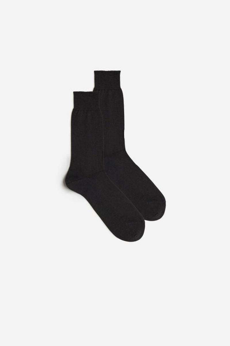 Intimissimi Short Chashmere-Silk-Cotton Men\'s Socks Dark Grey | USA 2819YUM