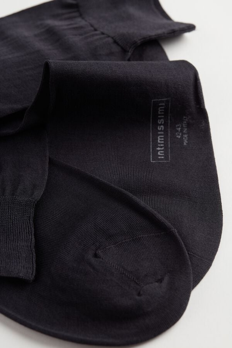 Intimissimi Short Sateen Egyptian Cotton Men's Socks Dark Grey | USA 2810GLJ