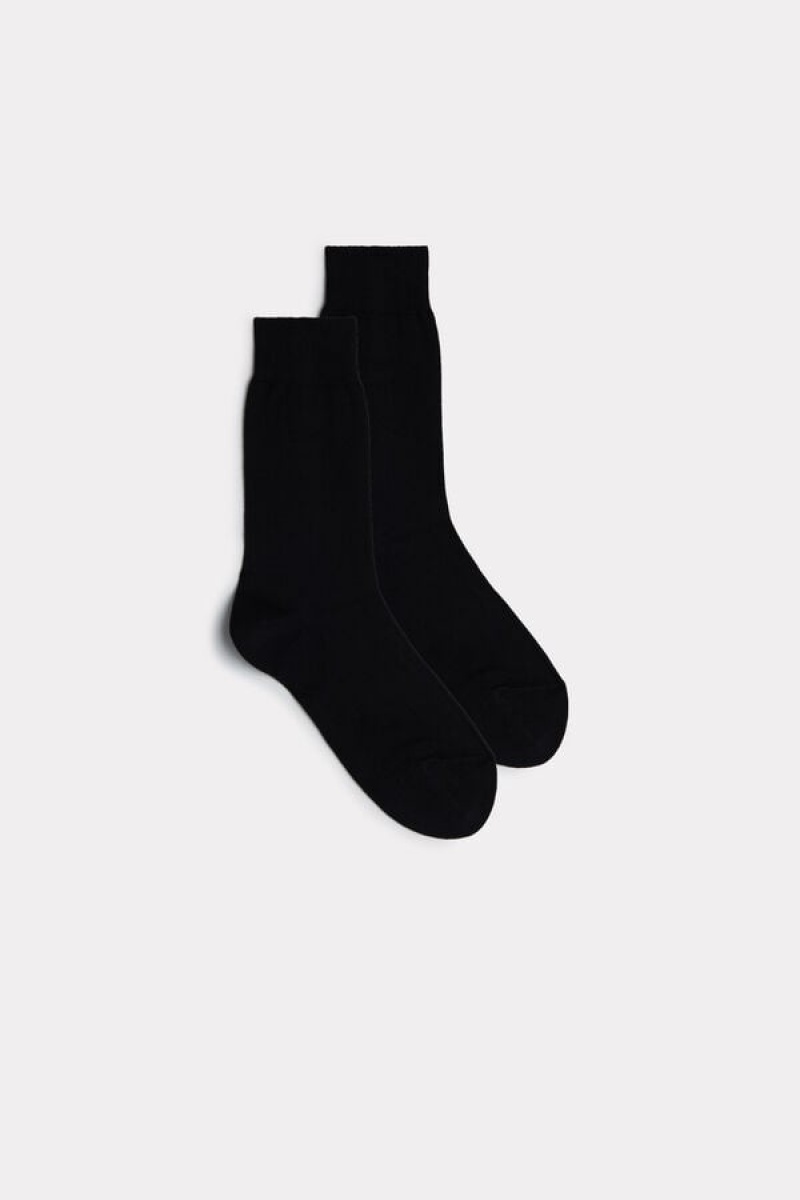 Intimissimi Short Warm Cotton Men\'s Socks Black | USA 2820TVQ