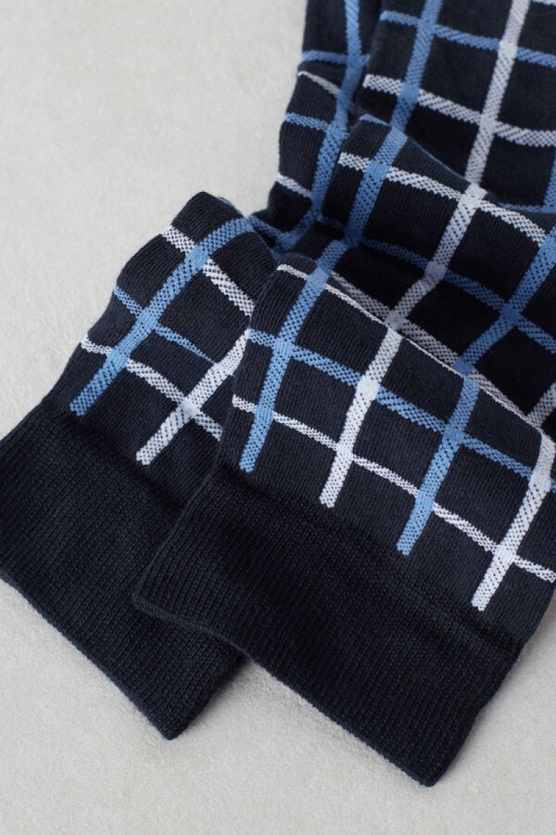 Intimissimi Short in Patterned Cotton Men's Socks Dark Blue | USA 2843ORB