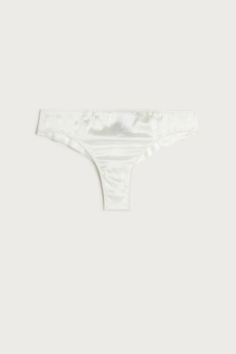 Intimissimi Silk Cheeky Briefs Women's Panties White | USA 2553UTZ