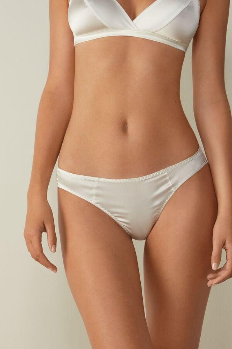 Intimissimi Silk Cheeky Briefs Women\'s Panties White | USA 2553UTZ