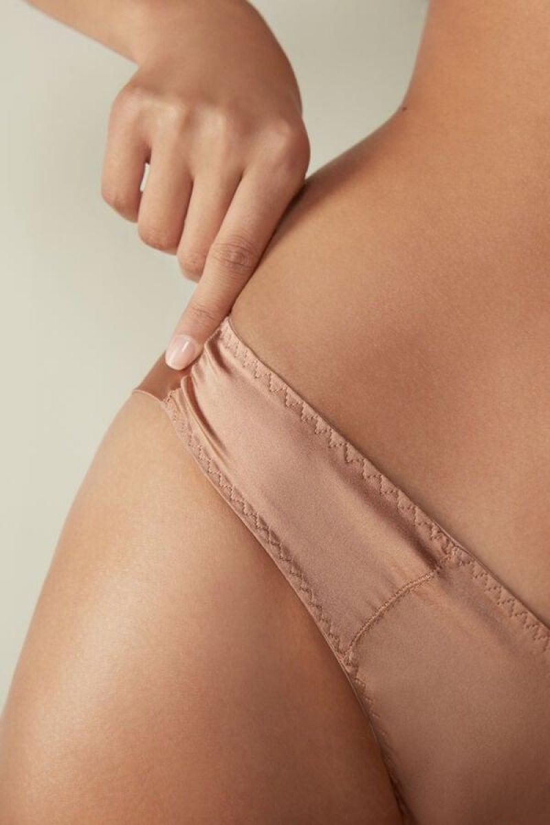 Intimissimi Silk Cheeky Briefs Women's Panties Pink | USA 2554YUX