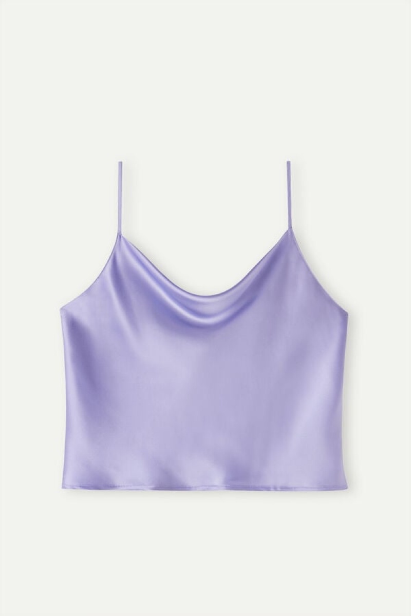 Intimissimi Silk Crop Camisole Women's Tank Top Lavender | USA 1757KIR