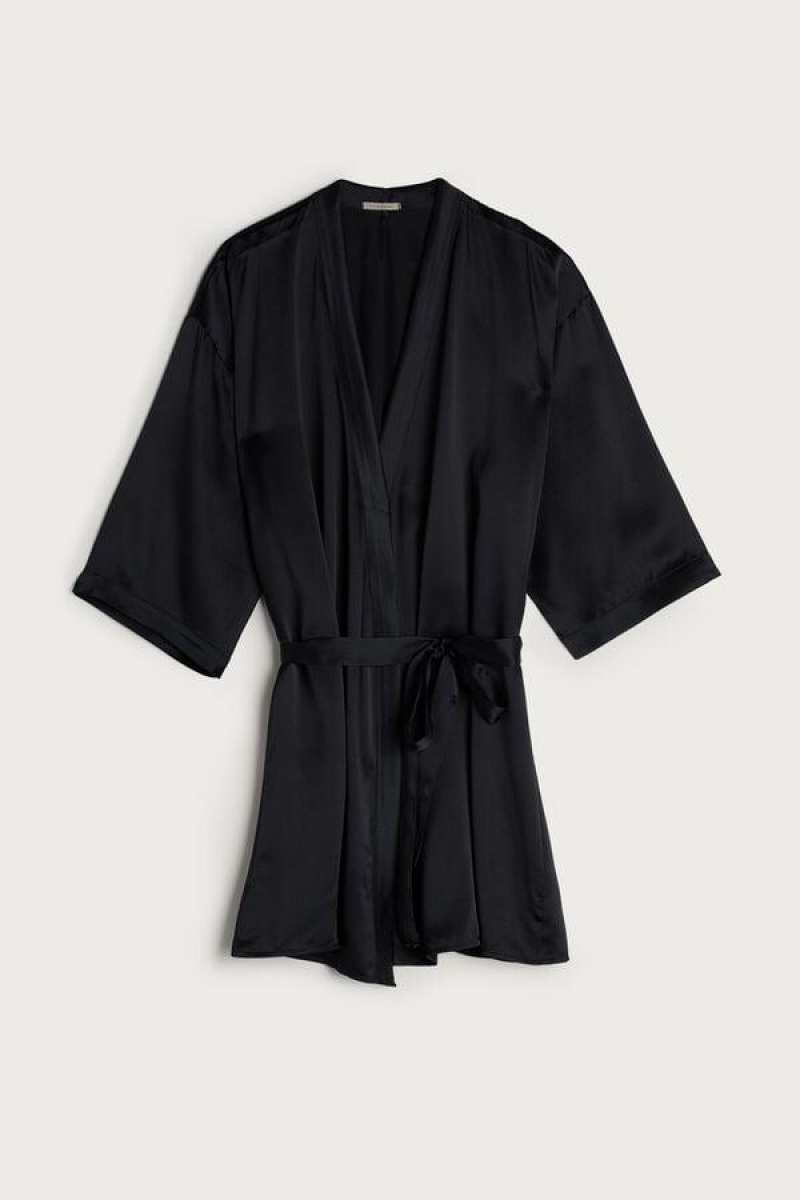 Intimissimi Silk Kimono Women's Pajamas Black | USA 2211RWH