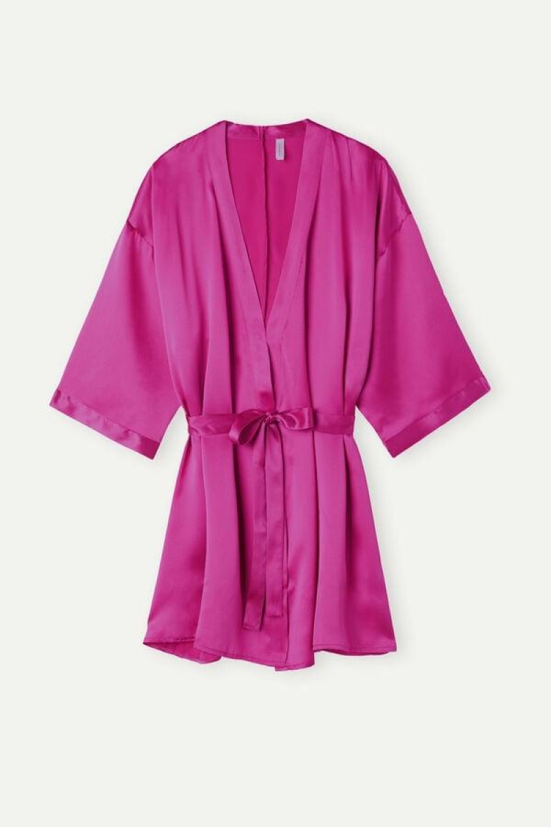 Intimissimi Silk Kimono Women's Pajamas Pink | USA 2198JJE