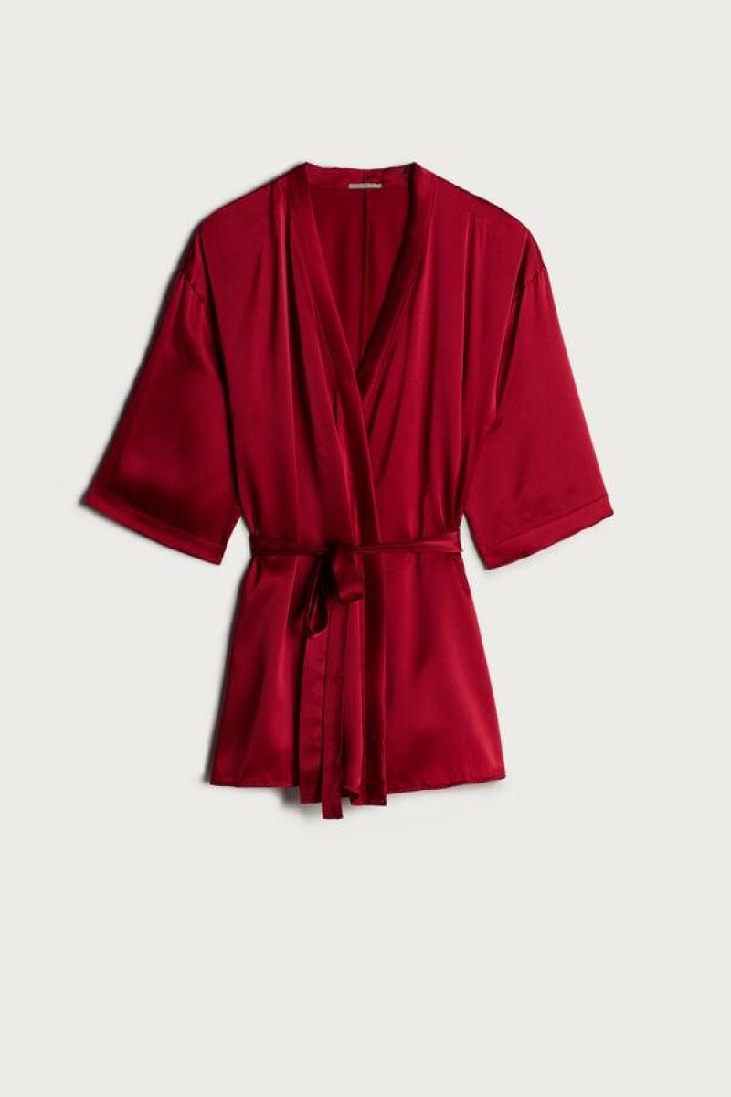 Intimissimi Silk Kimono Women's Pajamas Red | USA 2210EXG