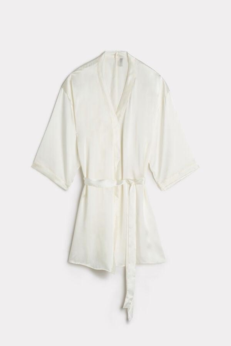 Intimissimi Silk Kimono Women's Pajamas White | USA 2209WYF