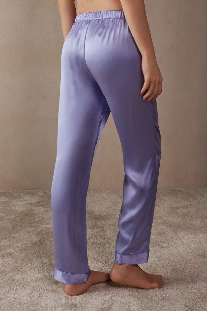 Intimissimi Silk Satin Pants Women's Pajamas Lavender | USA 2032UTL