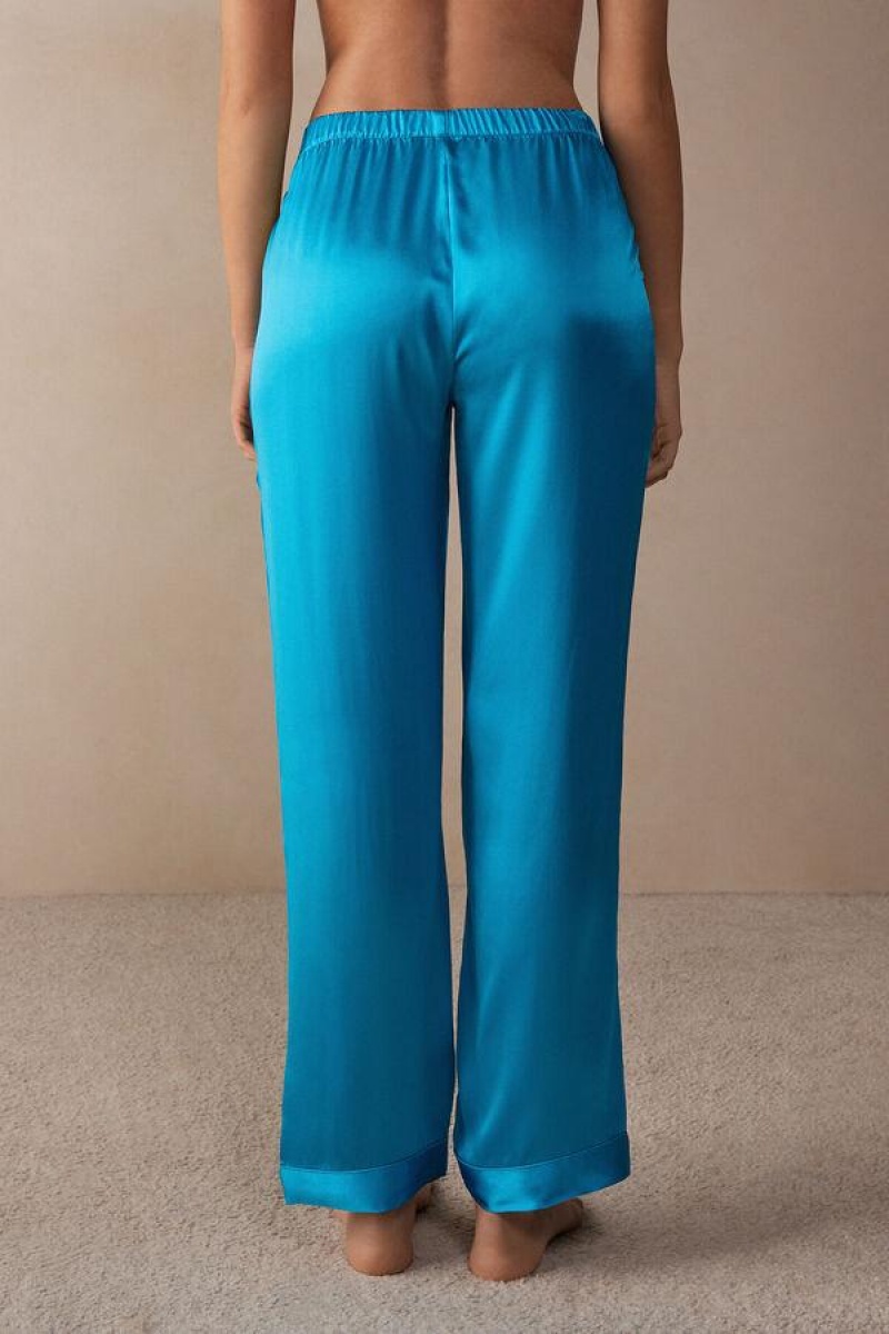 Intimissimi Silk Satin Pants Women's Pajamas Turquoise | USA 2039FMM