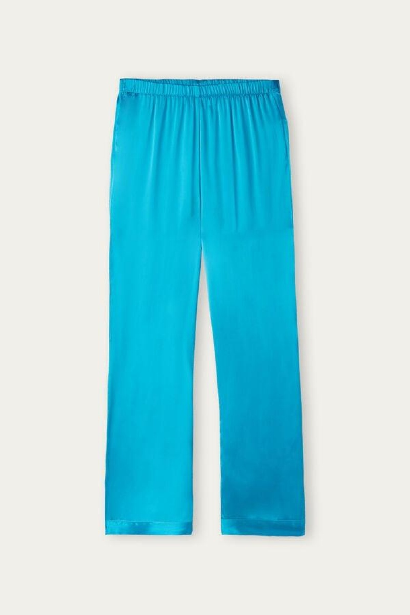 Intimissimi Silk Satin Pants Women's Pajamas Turquoise | USA 2039FMM