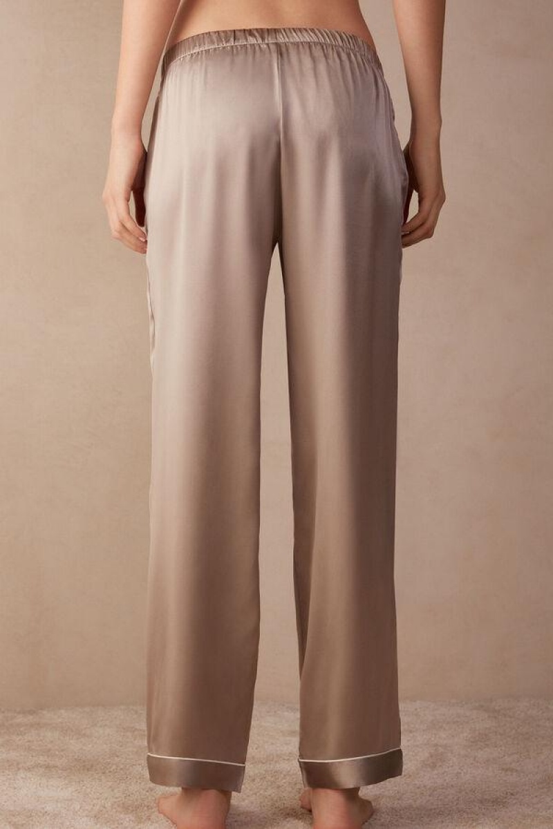 Intimissimi Silk Satin Pants Women's Pajamas Beige | USA 2072XFU