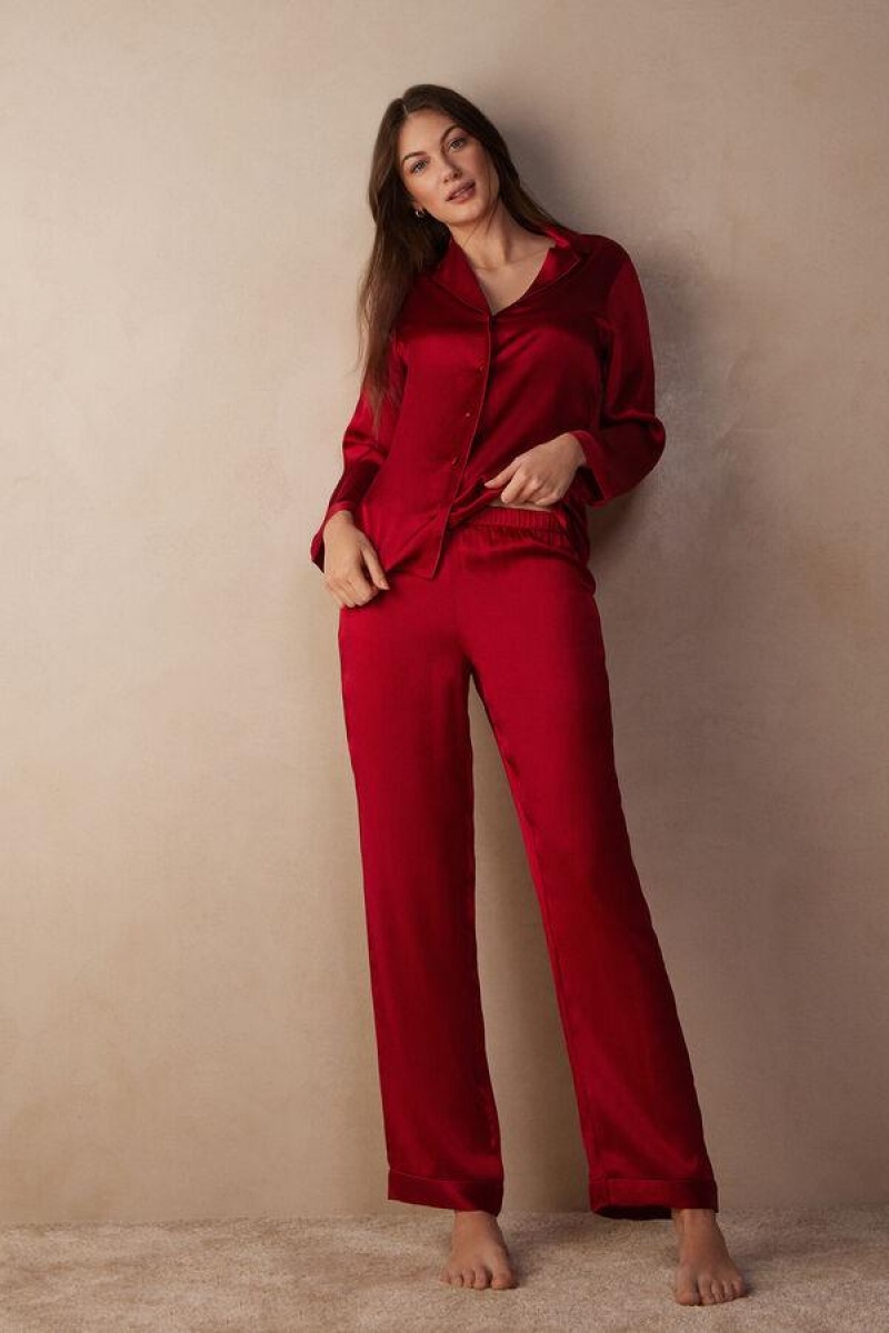 Intimissimi Silk Satin Pants Women's Pajamas Red | USA 2073CEI