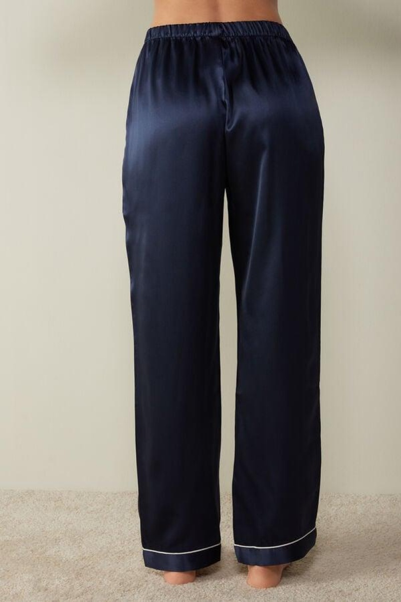 Intimissimi Silk Satin Pants Women's Pajamas Blue | USA 2078QZD