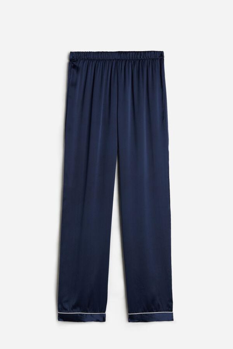 Intimissimi Silk Satin Pants Women's Pajamas Blue | USA 2078QZD