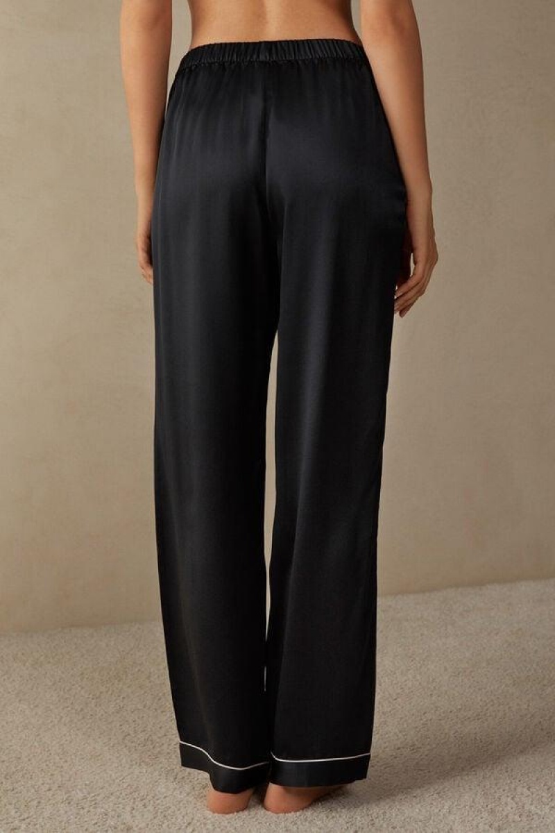 Intimissimi Silk Satin Pants Women's Pajamas Black | USA 2079WYF