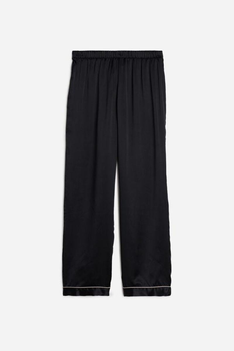 Intimissimi Silk Satin Pants Women's Pajamas Black | USA 2079WYF