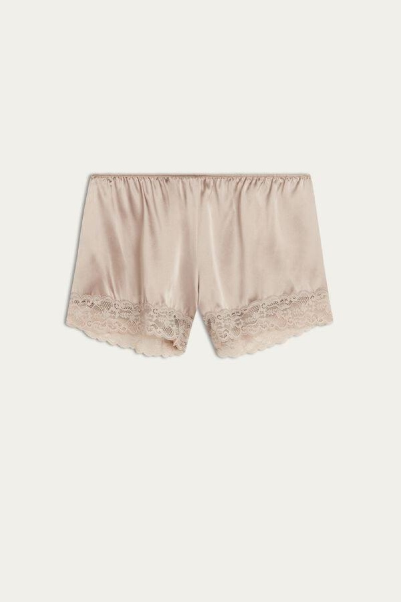 Intimissimi Silk Shorts Women's Pajamas Beige | USA 1995CEI