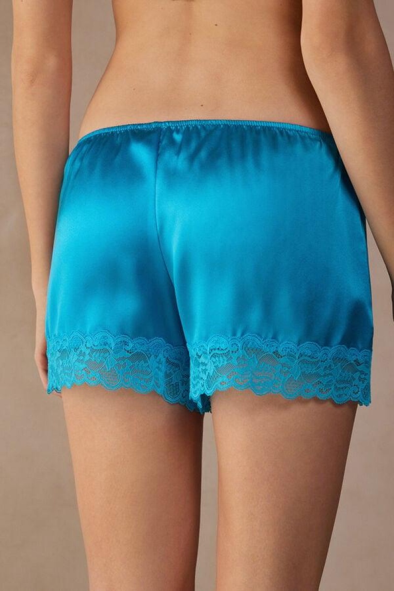 Intimissimi Silk Shorts Women's Pajamas Turquoise | USA 1979YUK