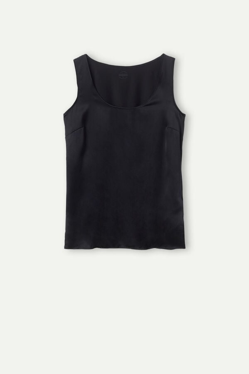 Intimissimi Silk and Modal Women's Tank Top Black | USA 1715WYF