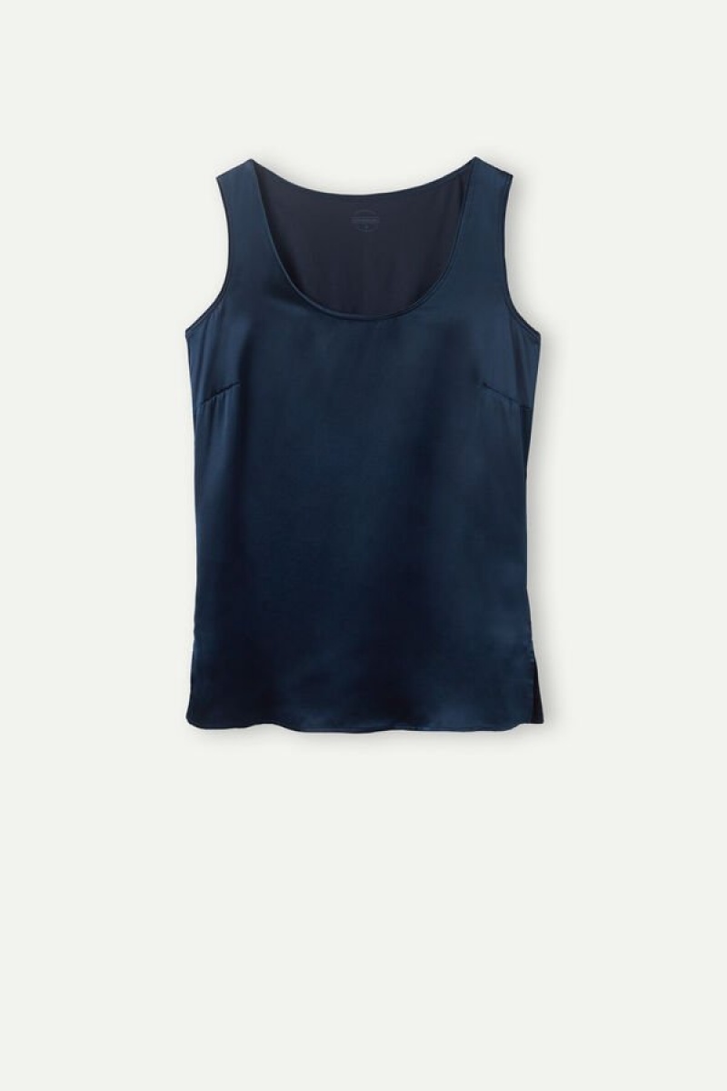 Intimissimi Silk and Modal Women's Tank Top Blue | USA 1716EXG