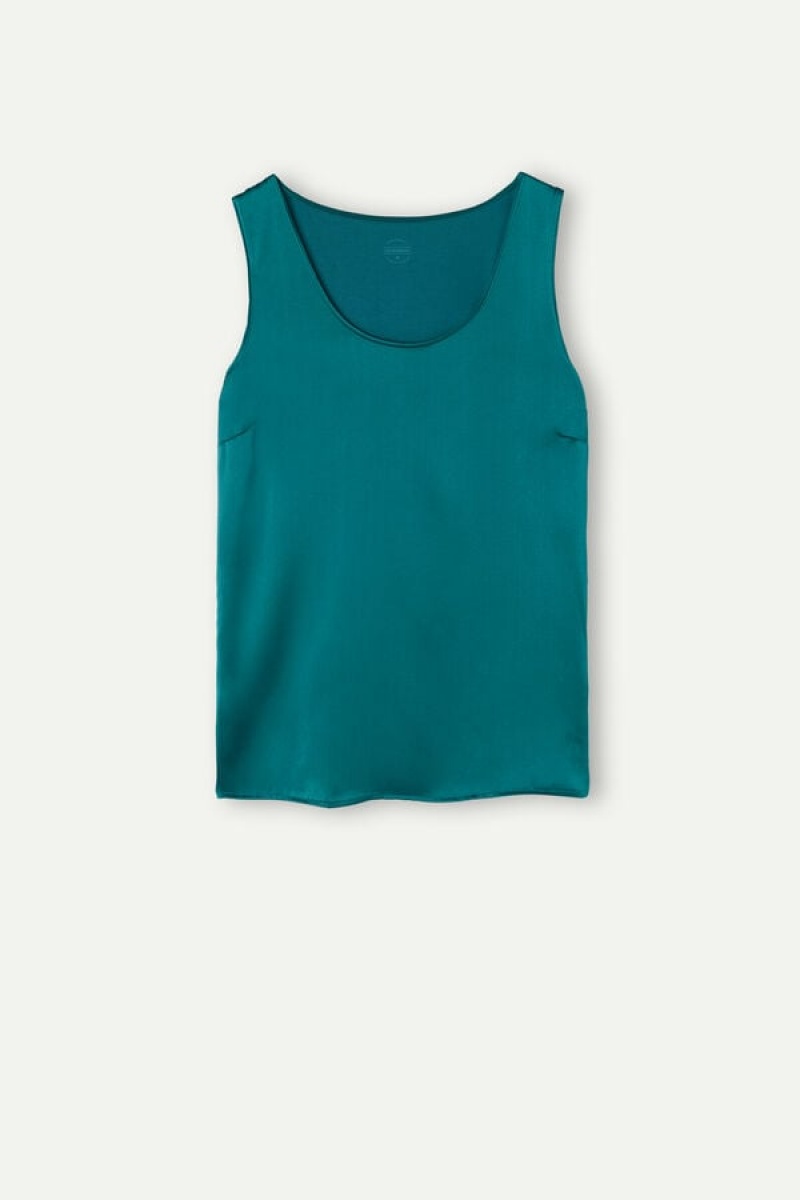 Intimissimi Silk and Modal Women's Tank Top Green | USA 1723PQC