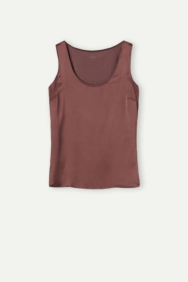 Intimissimi Silk and Modal Women's Tank Top Brown | USA 1726DNN