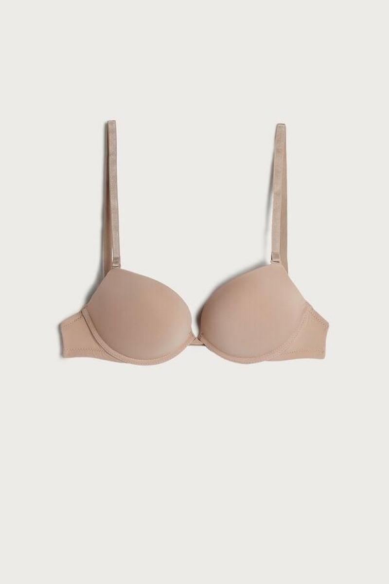 Intimissimi Silvia Multifunction Push-up in Microfiber Women's Bras Beige | USA 1344XFU