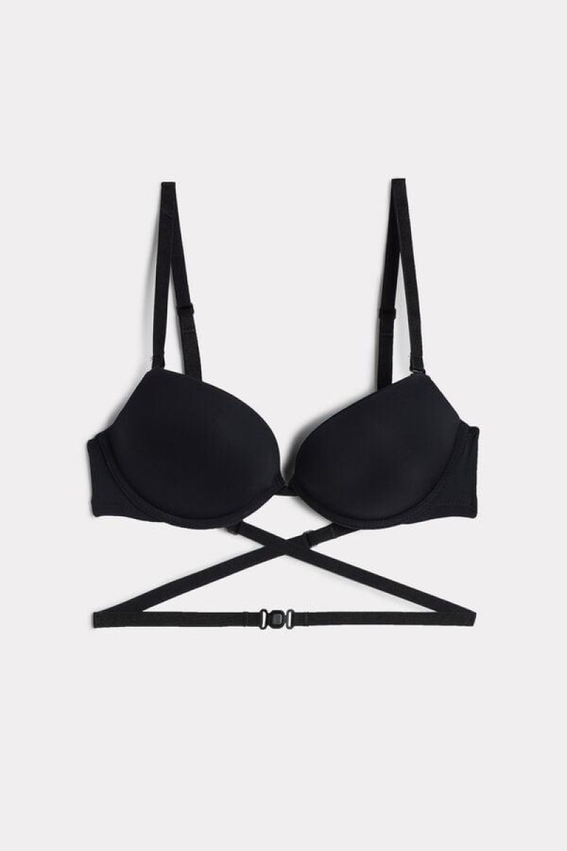 Intimissimi Silvia Multifunction Push-up in Microfiber Women's Bras Black | USA 1349MAS