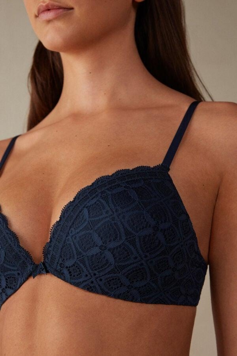 Intimissimi Silvia Push-up in Lace Women's Bras Blue | USA 1287HKW