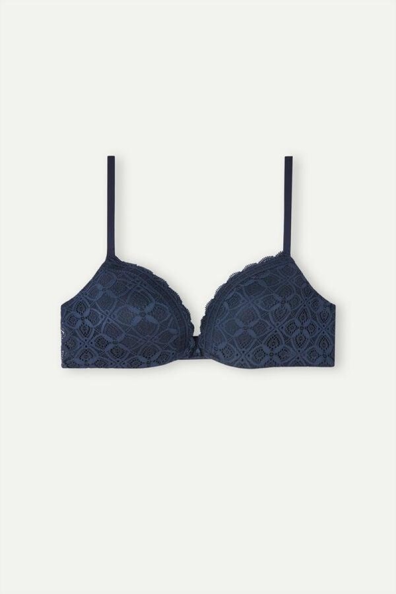 Intimissimi Silvia Push-up in Lace Women's Bras Blue | USA 1287HKW