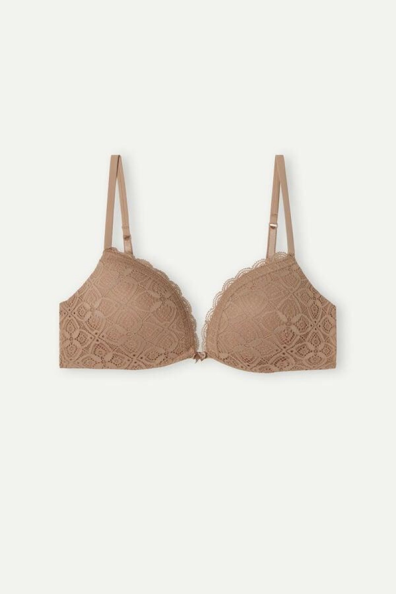 Intimissimi Silvia Push-up in Lace Women's Bras Beige | USA 1288JJE