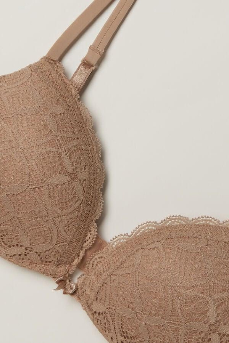 Intimissimi Silvia Push-up in Lace Women's Bras Beige | USA 1288JJE