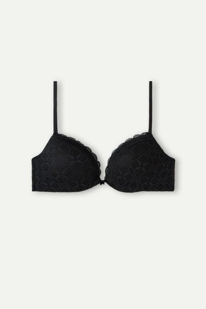 Intimissimi Silvia Push-up in Lace Women's Bras Black | USA 1289KIR