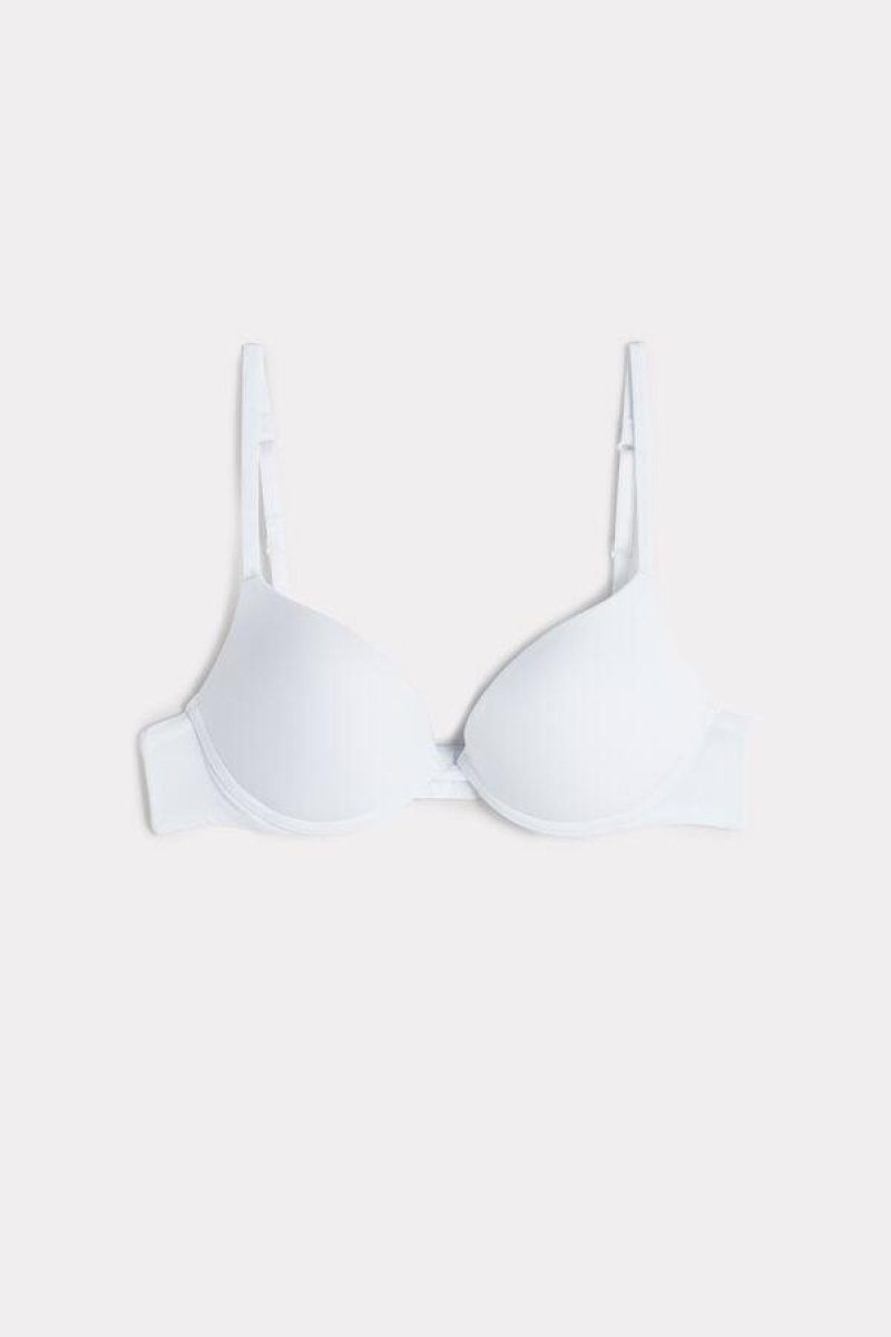 Intimissimi Simona Microfiber Super Push-Up Women's Bras White | USA 1343ZGY