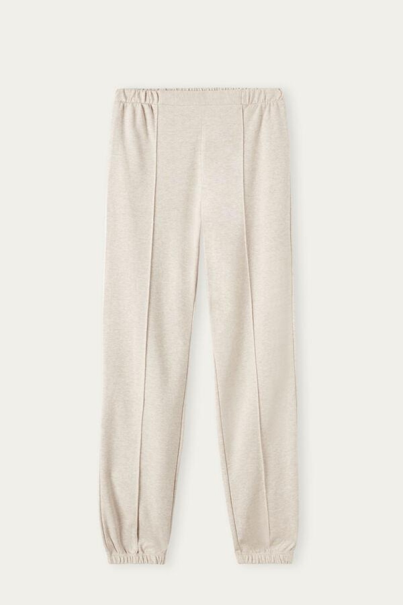 Intimissimi Slow and Cozy Pants in Warm Cotton Women's Pajamas Beige | USA 2066GLQ