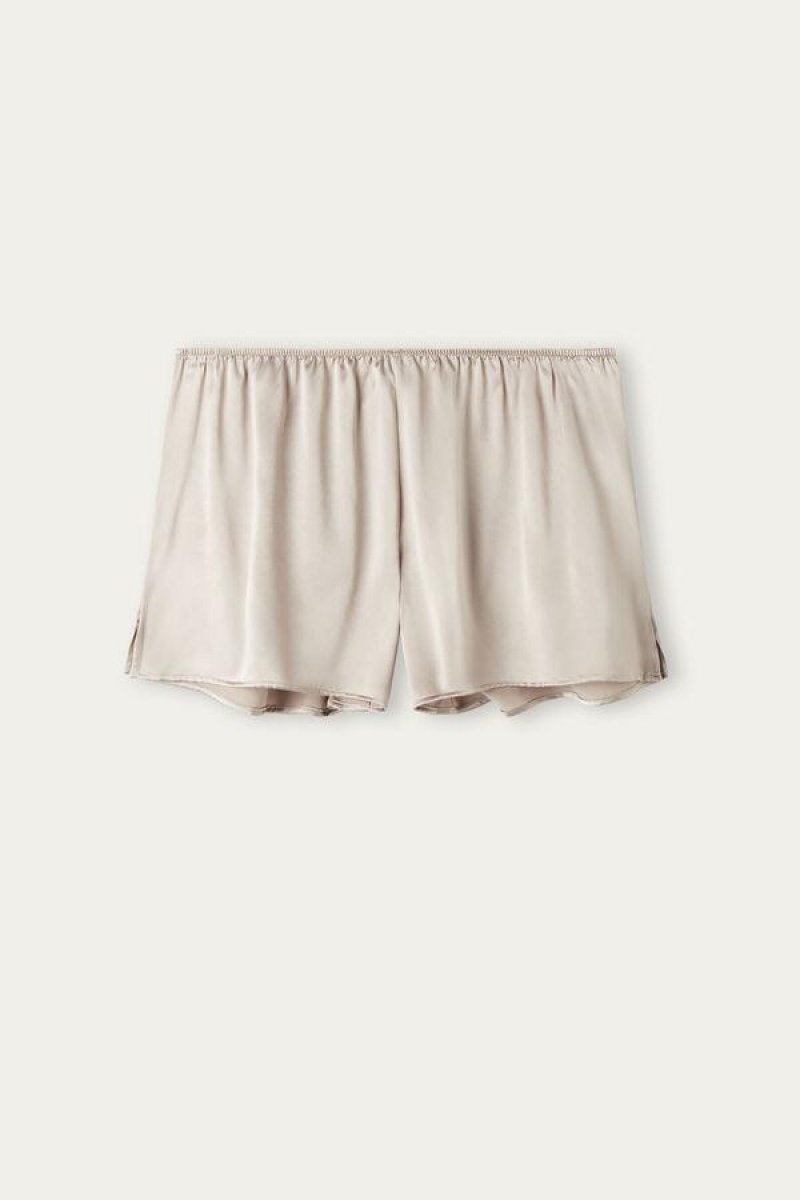 Intimissimi Smooth Silk-Satin Shorts Women's Pajamas Beige | USA 1991KIR