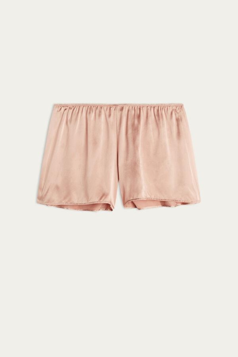 Intimissimi Smooth Silk-Satin Shorts Women's Pajamas Pink | USA 1993ZGY