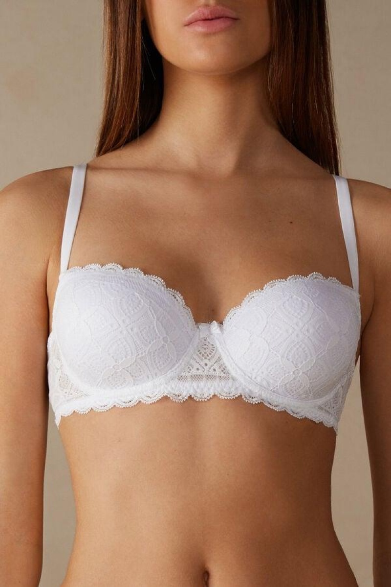 Intimissimi Sofia Balconette in Lace Women\'s Bras White | USA 1572GLQ