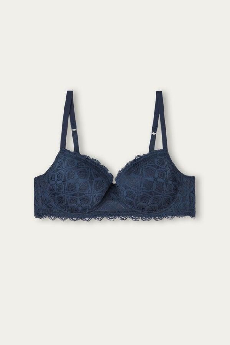 Intimissimi Sofia Balconette in Lace Women's Bras Blue | USA 1090QZD