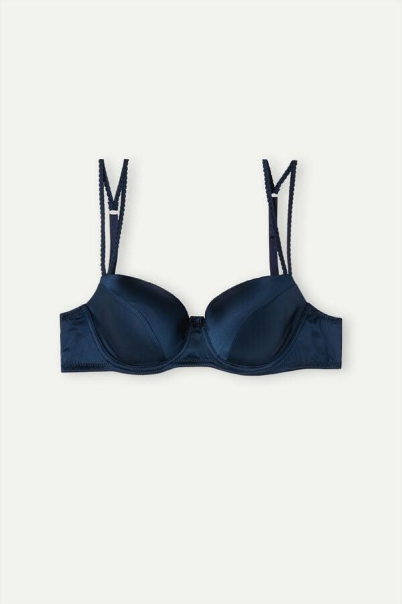 Intimissimi Sofia Balconette in Silk Women's Bras Blue | USA 1041RWH