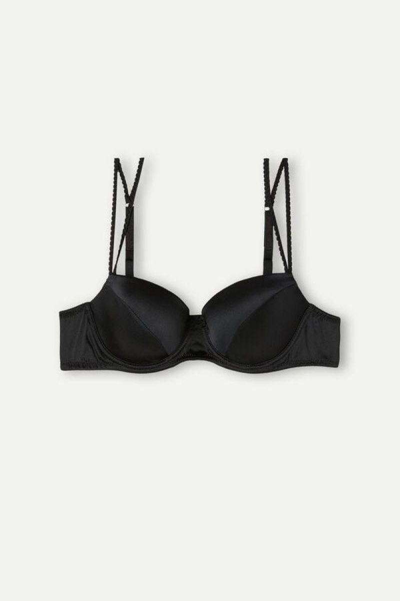 Intimissimi Sofia Balconette in Silk Women's Bras Black | USA 1043YUK