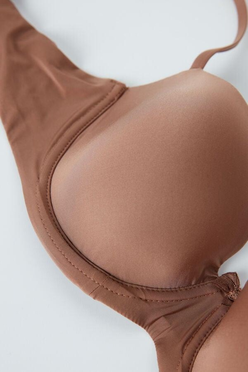 Intimissimi Sofia Balconette in Ultralight Microfiber Women's Bras Dark Beige | USA 1045ISZ