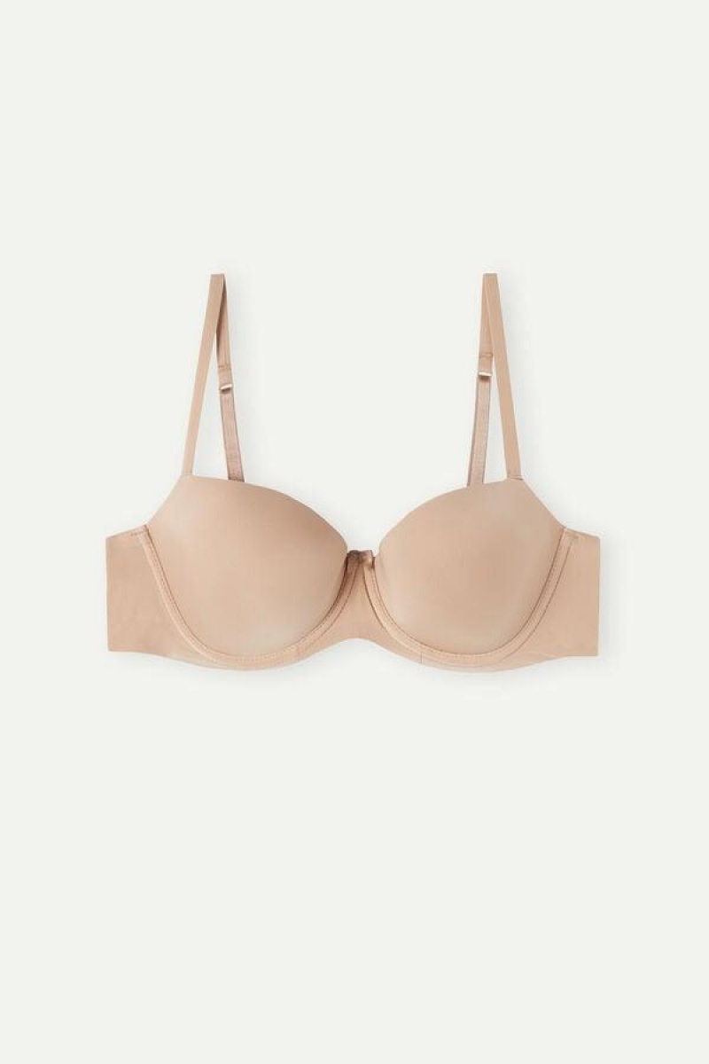 Intimissimi Sofia Balconette in Ultralight Microfiber Women's Bras Beige | USA 1562TVJ