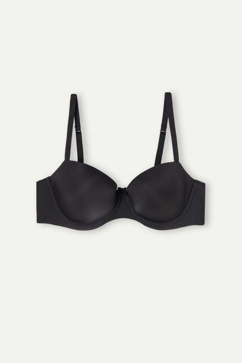 Intimissimi Sofia Balconette in Ultralight Microfiber Women's Bras Black | USA 1565ISZ