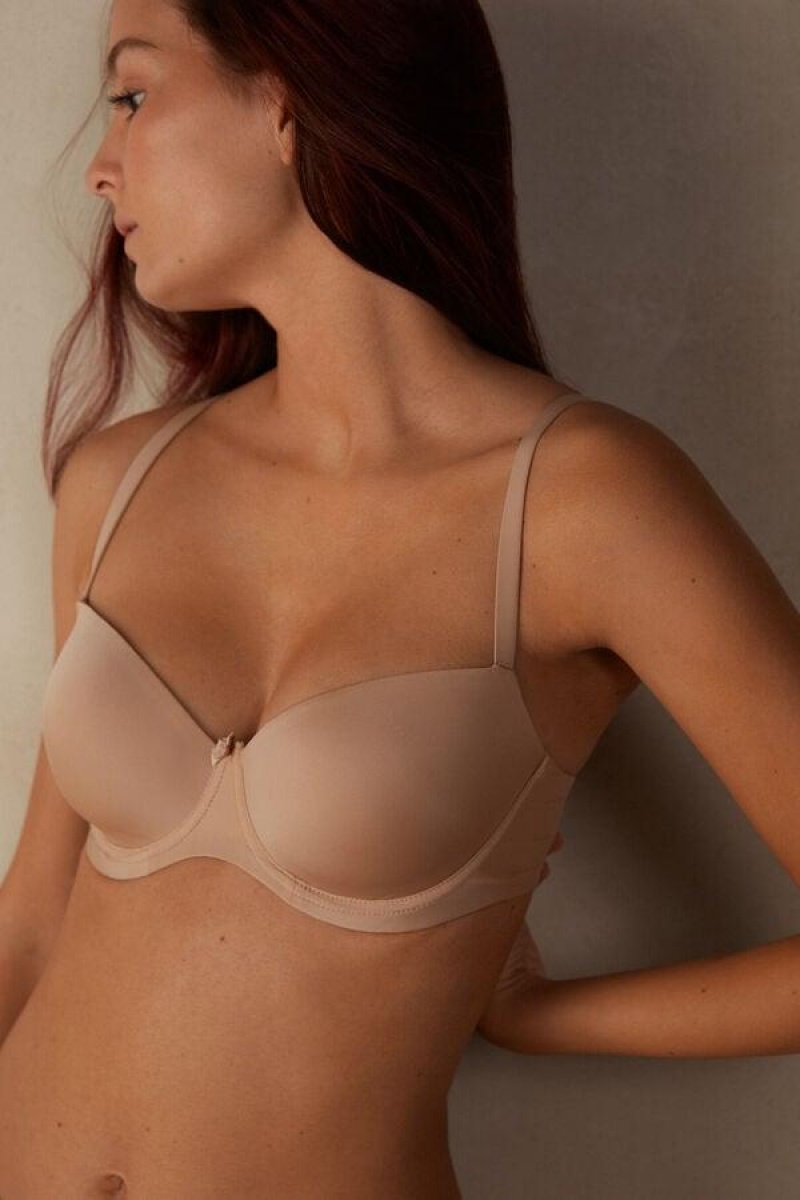 Intimissimi Sofia Balconette in Ultralight Microfiber Women's Bras Beige | USA 1064QZD